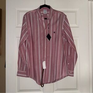 Brooks Brothers Regent Red and White Striped Button Down Casual Shirt